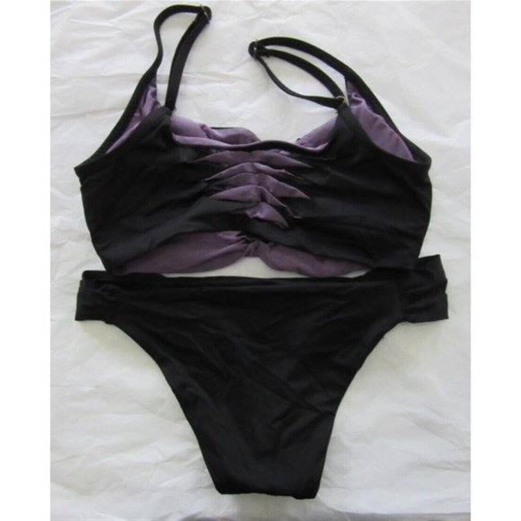 Sample Becca Virtue S Purple Black Cut Out Top Bikini & Swim Bottoms #98748 - Picture 2 of 2